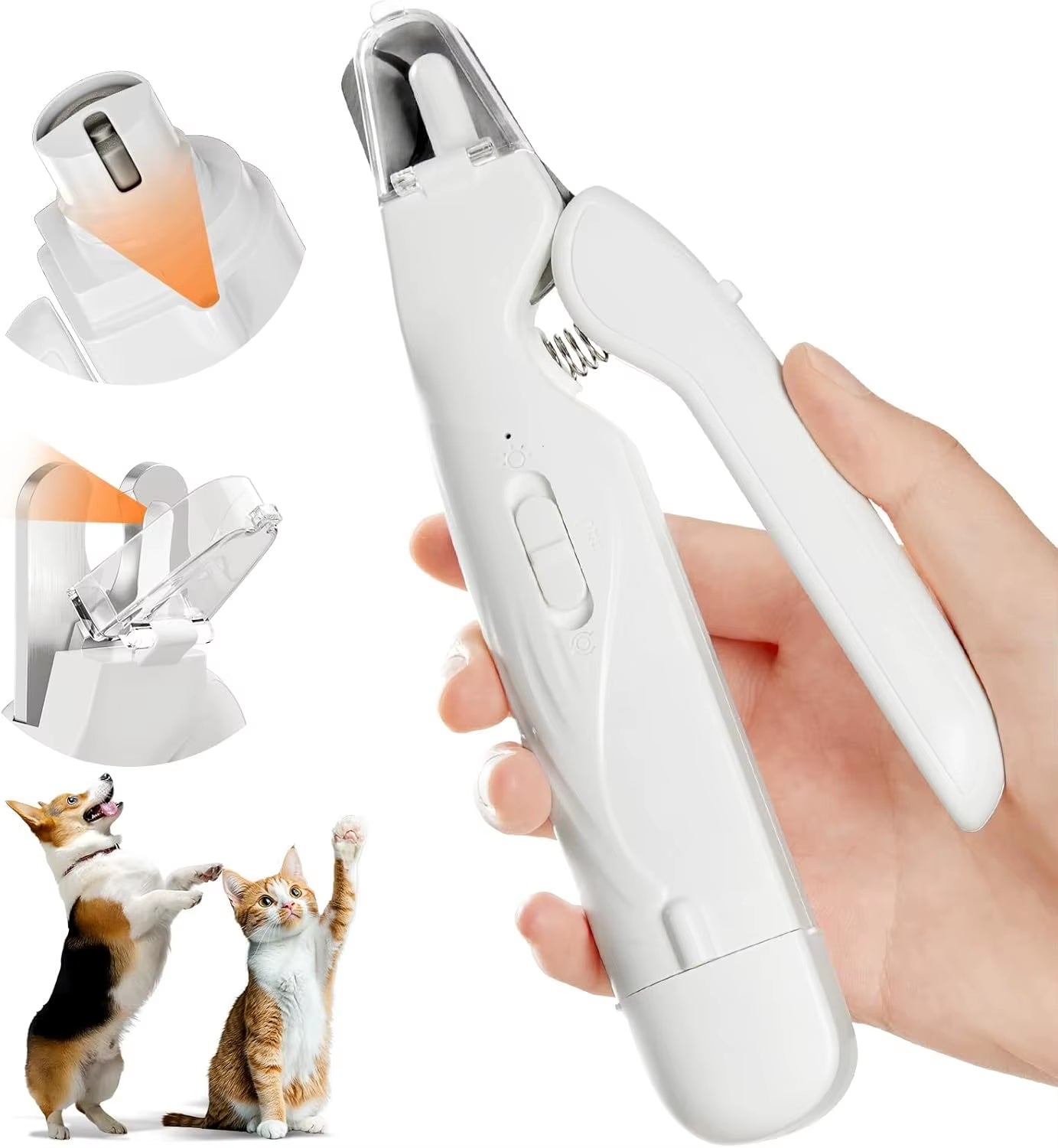2-in-1 Pet Nail Clippers & Grinder with LED Lights – Quiet, Safe Grooming Tool for Dogs & Cats