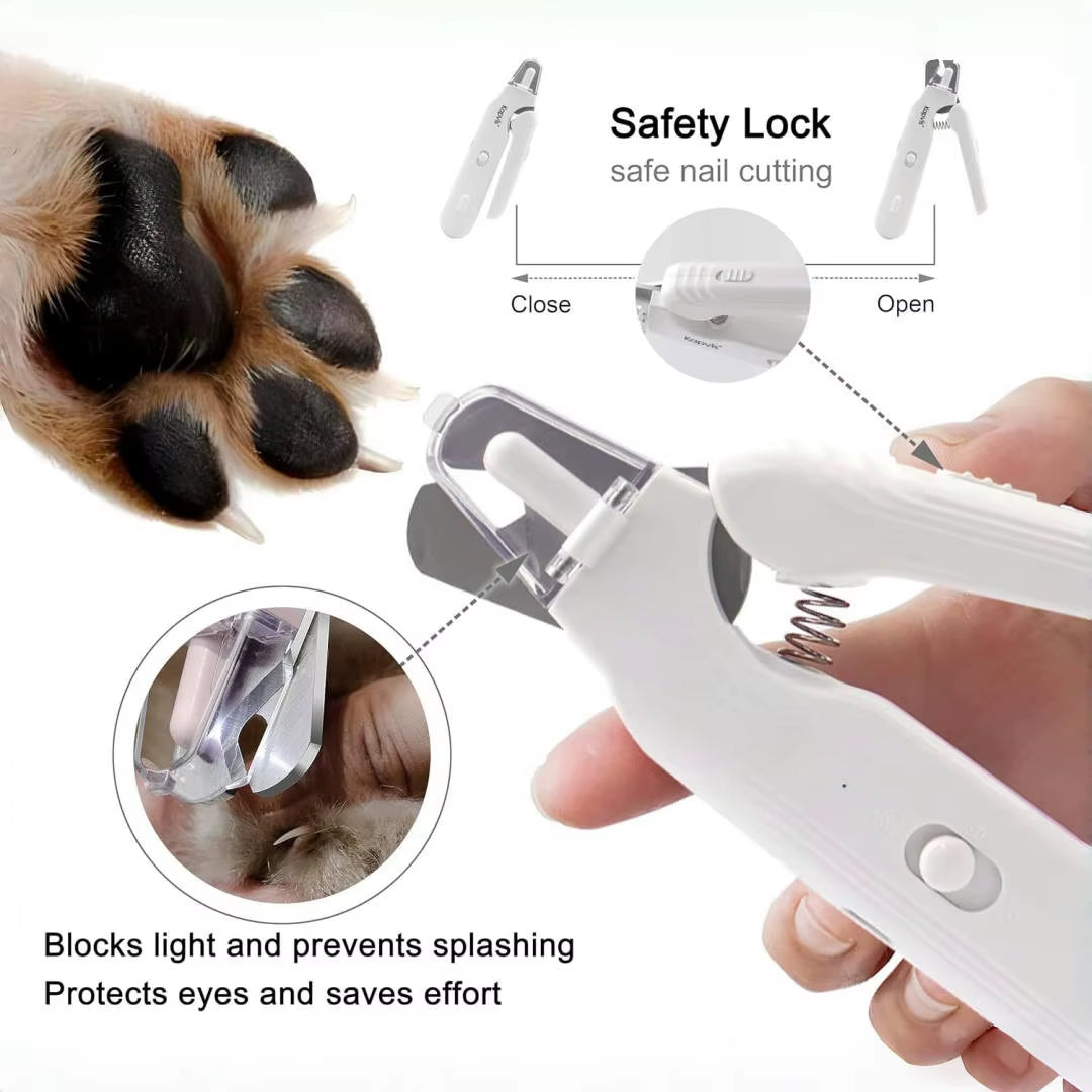 2-in-1 Pet Nail Clippers & Grinder with LED Lights – Quiet, Safe Grooming Tool for Dogs & Cats